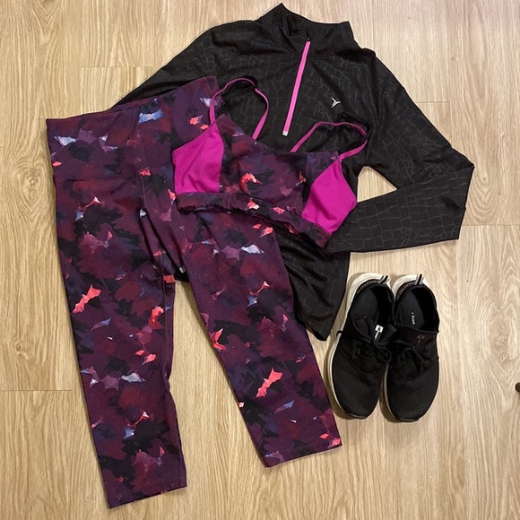 🔴 Old Navy Pink/Purple Patterned Light Support Strappy-back Sports Bra Size Med - Picture 9 of 10